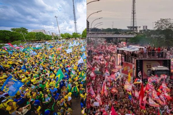 Imagens registram multidões nos atos finais da direita e da esquerda pelo DF